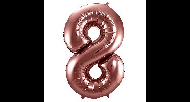 Folat Verjaardag Leeftijd folieballon - 8 jaar - rose goud - 86 cm - cijferballon groot