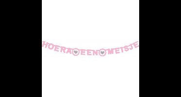 Geboorte baby slinger meisje - roze - Letterslinger - hoera een meisje - 175 x 11 cm
