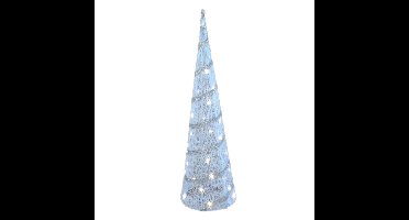 Gerimport Kerstverlichting - LED kegel/piramide kerstboom lamp - wit - rotan/kunststof - 79 cm