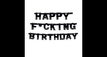 Happy Fucking Birthday letterslinger - 220 cm - karton - verjaardag versiering - zwart