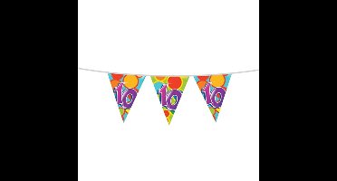 Haza Vlaggetjes met 10 jaar opdruk - leeftijd verjaardag - versiering - kunststof - 10 meter