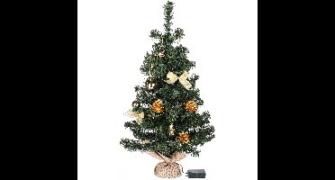 HI kerstboom - 75 cm - met kerstversiering en kerstverlichting- goud