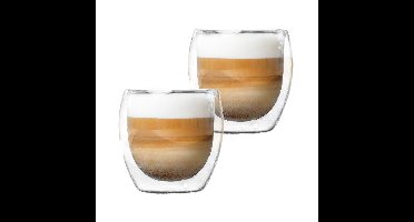 HI Koffieglazen - 2x stuks - dubbelwandig - theeglazen - 250 ml