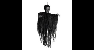 Horror/halloween decoratie skelet/geraamte pop - zwart - geest/spook - hangend - 70 cm