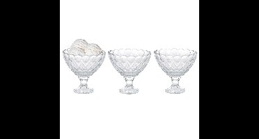 IJcoupes / dessert serveer schaaltjes op voet - set 3x stuks - glas - 200 ml