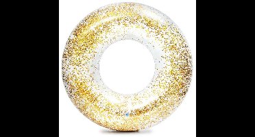 Intex opblaasbare gouden glitter zwemband/zwemring transparant 107 cm