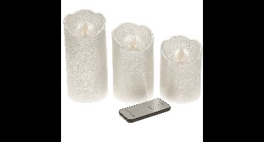 Kaarsen set van 3x stuks led stompkaarsen zilver met afstandsbediening