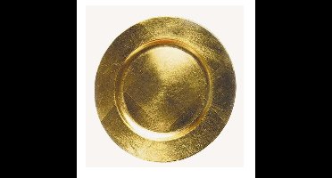 Kaarsenbord - goud - D33 cm - rond - kunststof - kaarsenplateau - onderbord - kaarsen dienblad