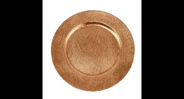 Kaarsenbord/onderbord - rond - goud - houtlook - D33 cm