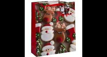 Kerst cadeau tasje - 24 cm - kerstman en rendier - inpakken - kerstcadeaus