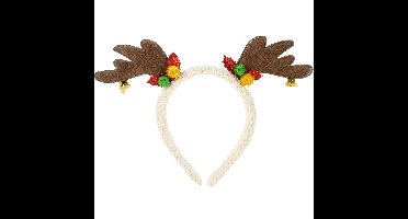 Kerst diadeem/haarband - rendier gewei - bruin - 21 cm