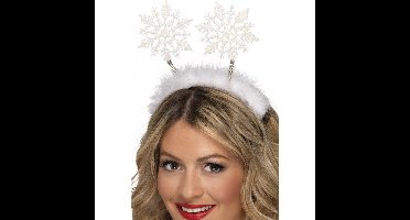 Kerst diadeem - sneeuwvlokken - wit - volwassenen - kerstdiadeem/haarband