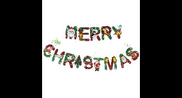 Kerst slinger Merry Christmas - groen/rood - 500 cm - papier - kerstversiering