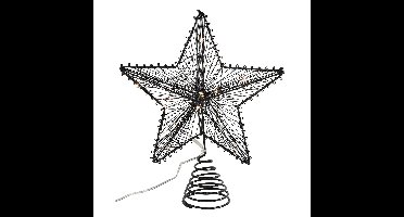 Kerst ster piek - zwart - met warm witte LED verlichting - 25 cm