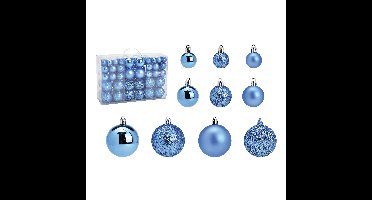 Kerstballen - 100x stuks - 3, 4 en 6 cm - blauw - kunststof - kerstversiering