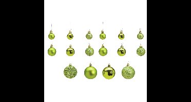 Kerstballen - set 50x st - lime groen - mix 3, 4 en 6 cm - kunststof - pakket