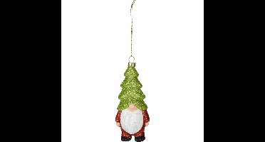 Kersthanger gnome/dwerg/kabouter - kunststof - 12,5 cm - groene muts