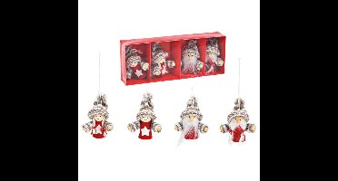 Kersthangers poppetjes/kerstmannetjes - 4x st - H8 cm - kunststof - kerstornamenten