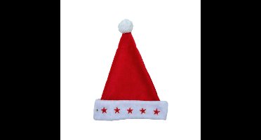 Kerstmuts - met lichtjes - 3D sterren - polyester - volwassenen