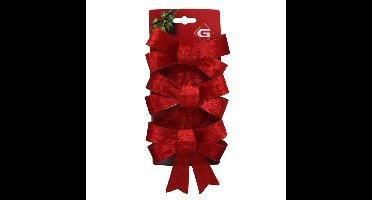 Kerstornamenten strikken - 3x st - velvet rood - 10 x 13 cm - kerstboomstrikjes