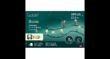 Kerstverlichting - 180 led lampjes -warm wit -1350 cm - transparant snoer -timer en dimmer
