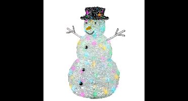 Kerstverlichting figuur - sneeuwpop - transparant - 65 cm - zacht gekleurde LED verlichting