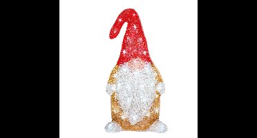 Kerstverlichting Led figuren voor buiten gnome/dwerg 19 x 22 x 44 cm met 60 lampjes helder wit