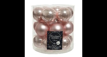 Kleine kerstballen - 18x st - lichtroze - D4 cm - glas - kerstversiering