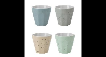 Koffiekopjes bekerset - 4x stuks - porselein - 90 ml - gekleurd