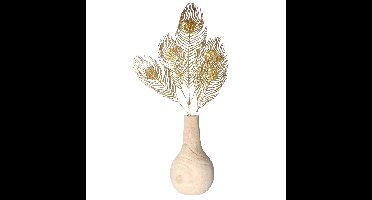 Kunst siertak pauwvaren/pauwenveer - goud - 84 cm - Decoratie kunst pluimen