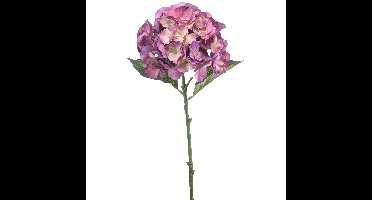 Kunstbloem Hortensia tak - 50 cm - lila paars - kunst zijdebloemen - decoratie - hydrangea