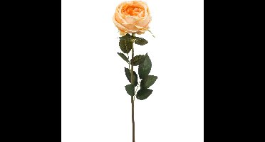 Kunstbloem roos Joelle - pastel oranje - 65 cm - decoratie bloemen