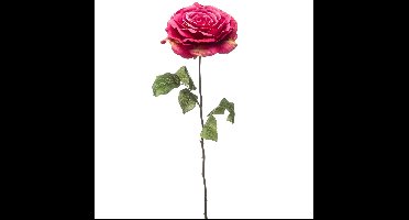 Kunstbloem Roos Laurie tak - 57 cm - fuchsia - Kunst zijdebloemen