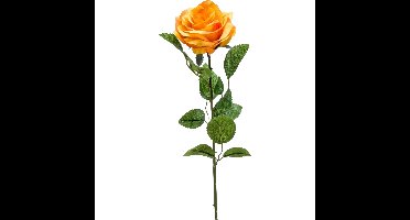 Kunstbloem roos Marleen - geel - 63 cm - decoratie bloemen