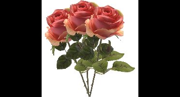 Kunstbloem roos Simone - roze - 45 cm - decoratie bloemen