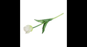 Kunstbloem tulp Parkiet - wit - real touch - levensecht - 40 cm - decoratie bloemen