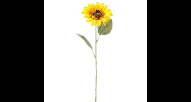 Kunstbloem Zonnebloem tak - 62 cm - geel - kunst zijdebloem - decoratie bloemen
