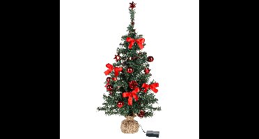 Kunstboom/kunst kerstboom - 75 cm - met kerstversiering en kerstverlichting