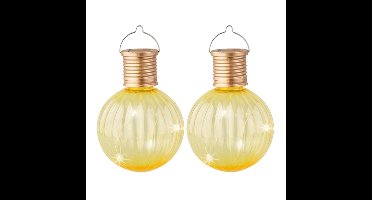 Lampion solar verlichting - 2x - geel - 11 cm - LED