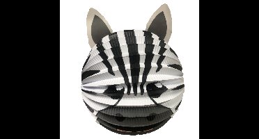 Lampion zebra - 20 cm - zwart/wit - papier
