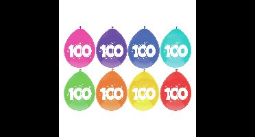 Leeftijd verjaardag thema ballonnen 100 jaar 8x stuks 29 cm