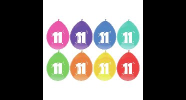 Leeftijd verjaardag thema ballonnen 11 jaar 8x stuks 29 cm