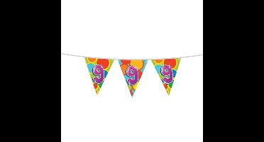 Leeftijd verjaardag thema vlaggetjes 9 jaar plastic 10 meter