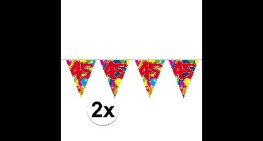 Leeftijd vlaggenlijn 45 jaar verjaardag - 2x - 10 meter - plastic - feestartikelen/versiering