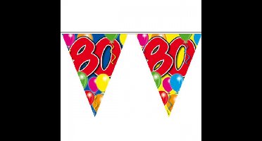 Leeftijd vlaggenlijn 80 jaar - 10 meter - plastic - 80e verjaardag slinger - vlaggetjes