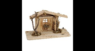Lege kerststal - zonder figuren - L19 x B41 x H22 cm - hout/mos