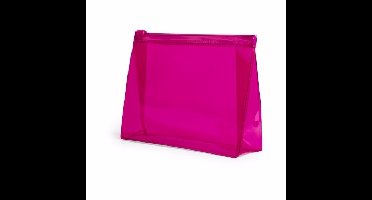 Mini toilettas/make-up etui - roze - 17 x 12 cm - Makeuptassen/toilettassen - Make-up opbergen