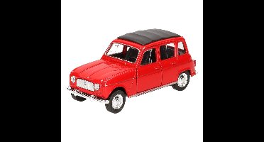 Modelauto Renault 4 - rood - 11 cm - schaalmodel auto - schaal 1:34 - pull-back
