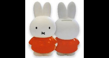 Nijntje spaarpot oranje/wit - 12 cm - kunststof - met opening - Dieren/konijnen