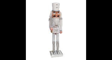 Notenkraker decoratie figuur/beeld - 78 cm - wit/zilver - kunststof - kerst